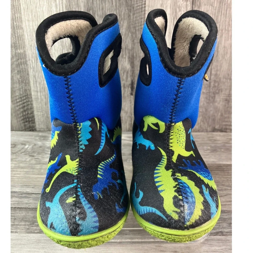 Bogs Baby Dino Waterproof Insulated Boots Blue Green Infants 8 72165I-430